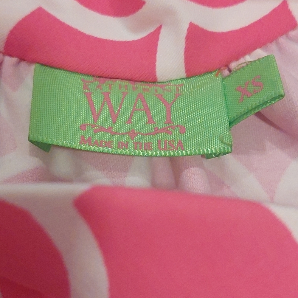 Katherine Way Made In Usa  Pink and White Scallop Mini Dress - Picture 7 of 7